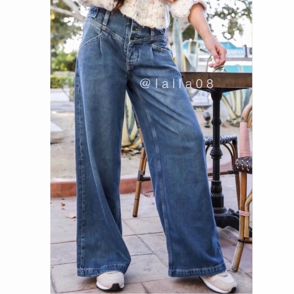 Free People Care Super Sweeper Wide Leg Flood Jeans - Picture 4 of 15